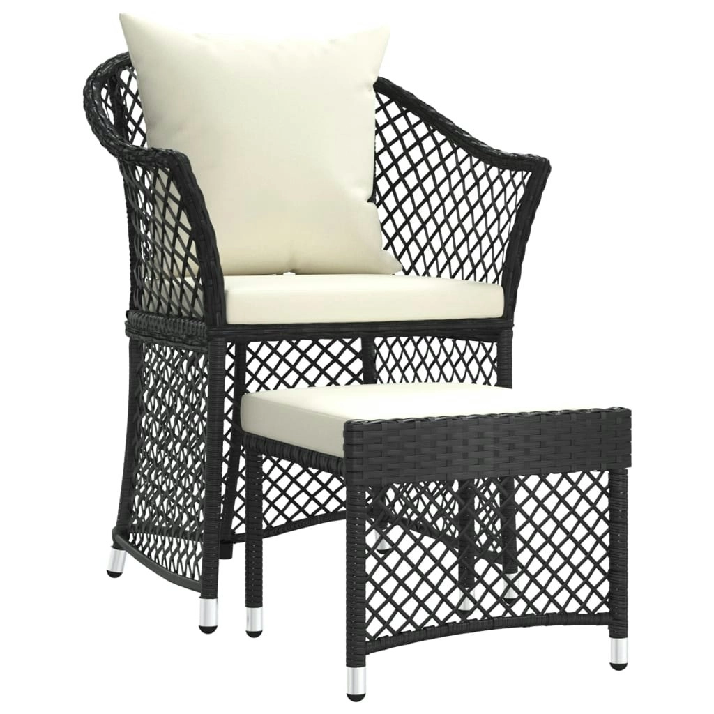 2 Piece Garden Lounge Set with Cushions Black Poly Rattan 319687