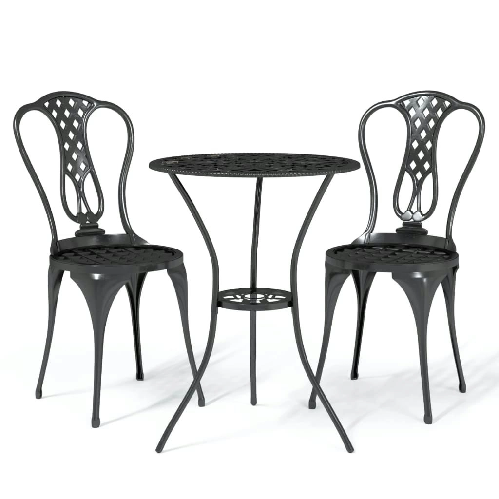 3 Piece Bistro Set Cast Aluminium Black 317754