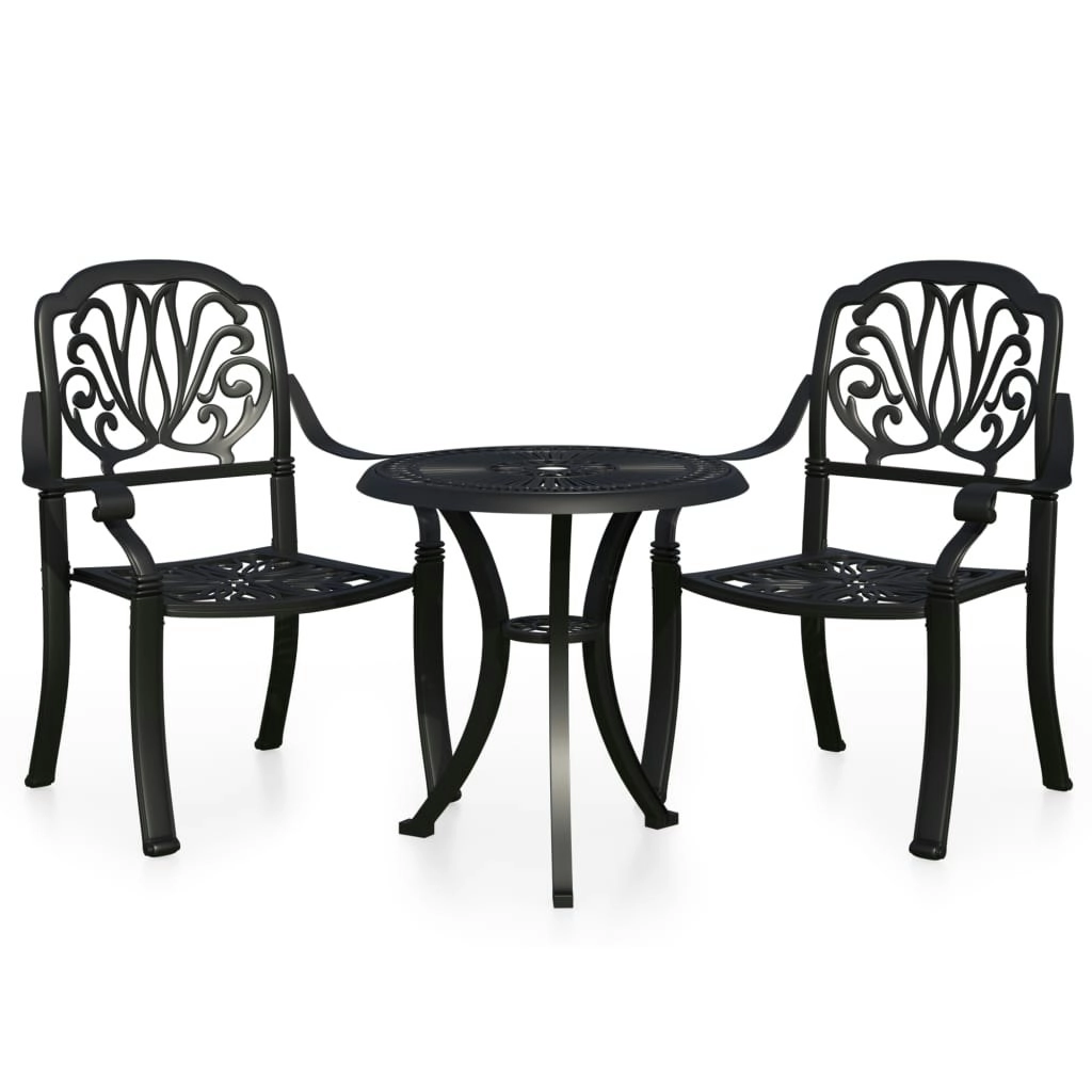 3 Piece Bistro Set Cast Aluminium Black 3070566