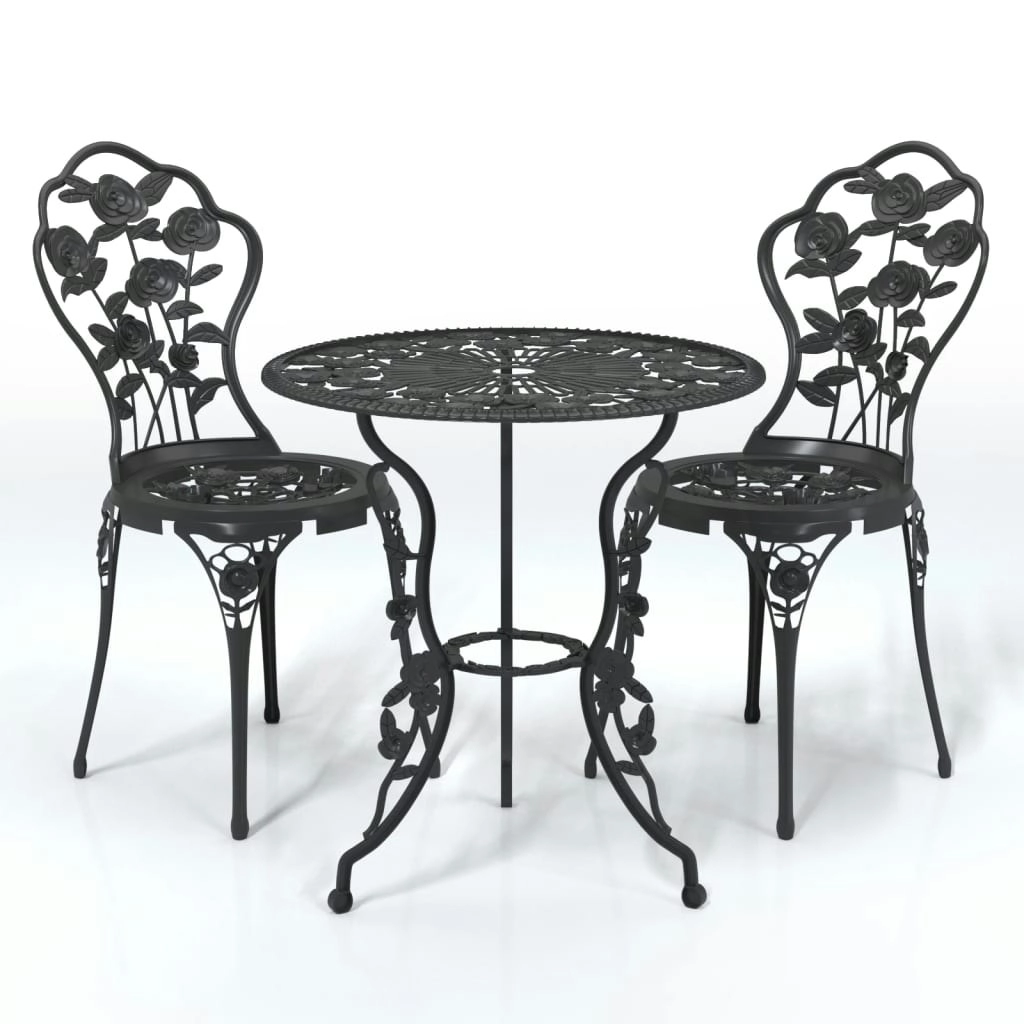 3 Piece Bistro Set Cast Aluminium Black 317739