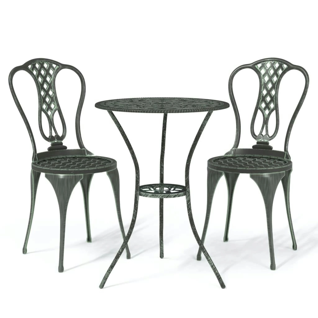 3 Piece Bistro Set Cast Aluminium Green 317751