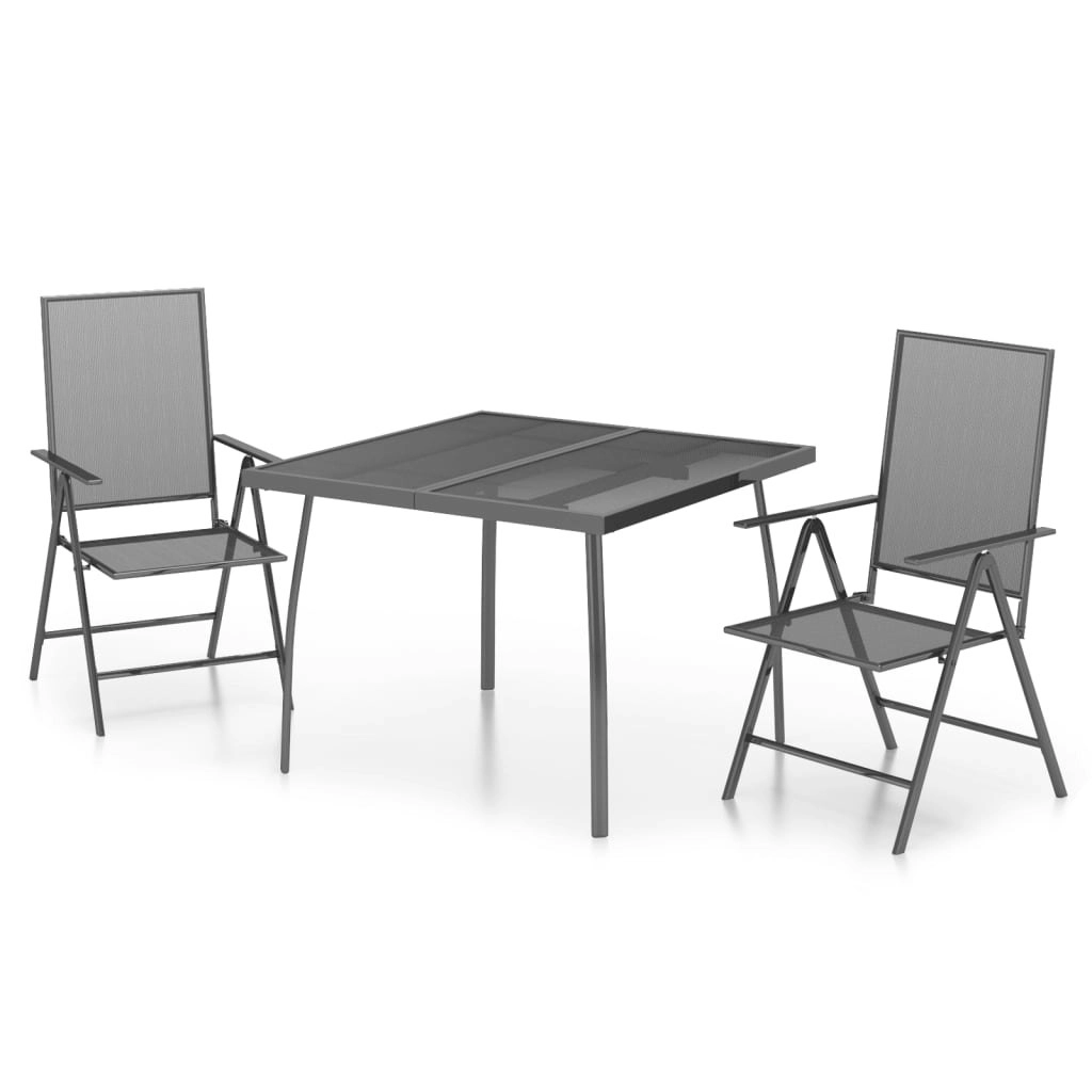 3 Piece Garden Dining Set Anthracite Steel 3187977