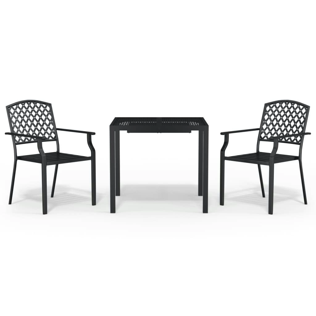 3 Piece Garden Dining Set Anthracite Steel 3187997