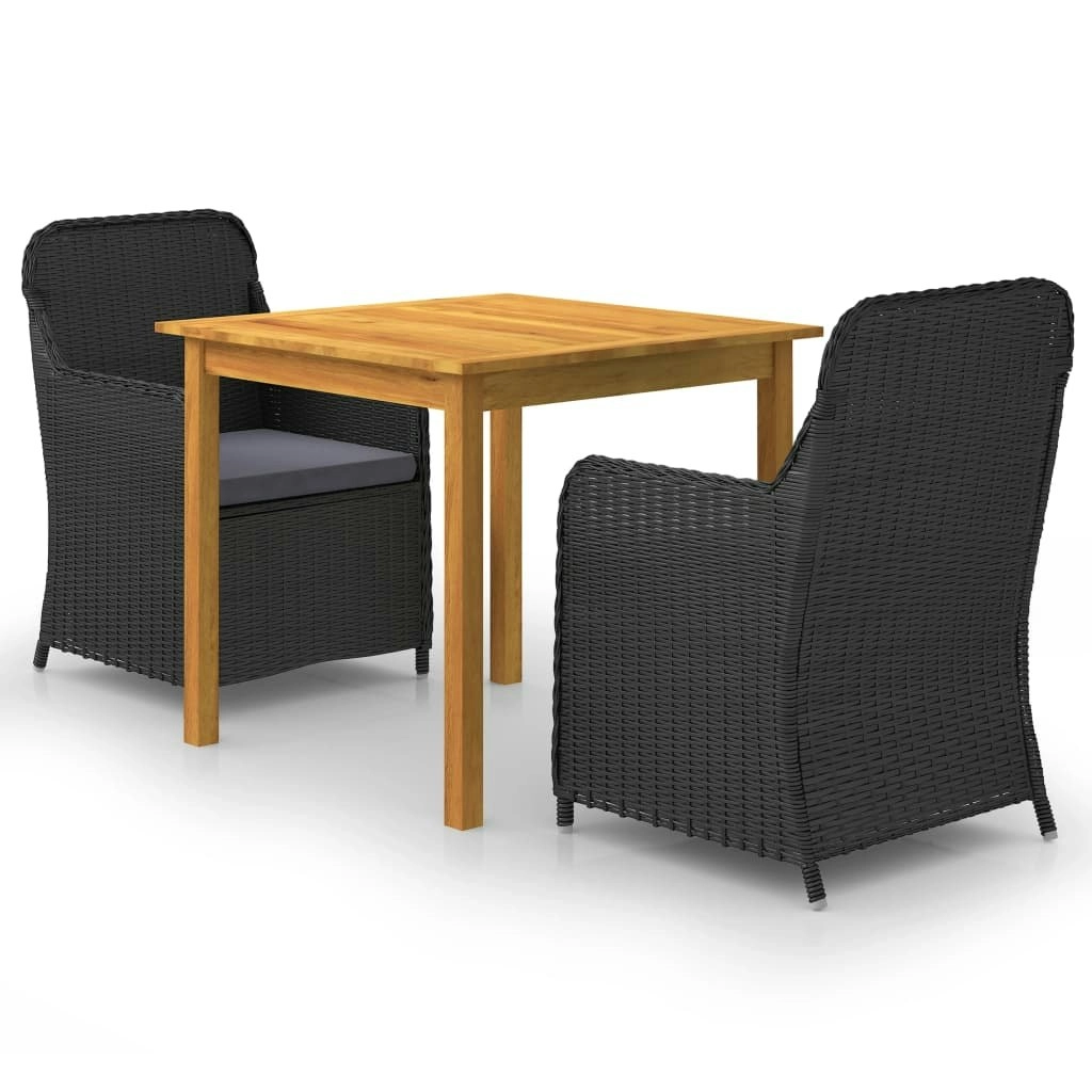 3 Piece Garden Dining Set Black 3067722