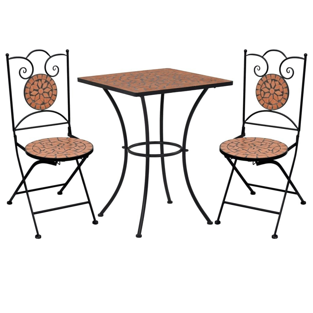 3 Piece Mosaic Bistro Set Ceramic Tile Terracotta 279412