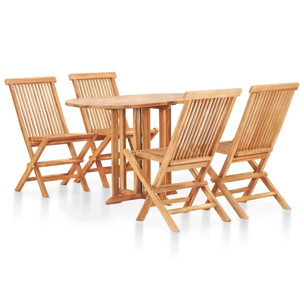 5 Piece Folding Outdoor Dining Set Solid Teak Wood 49003