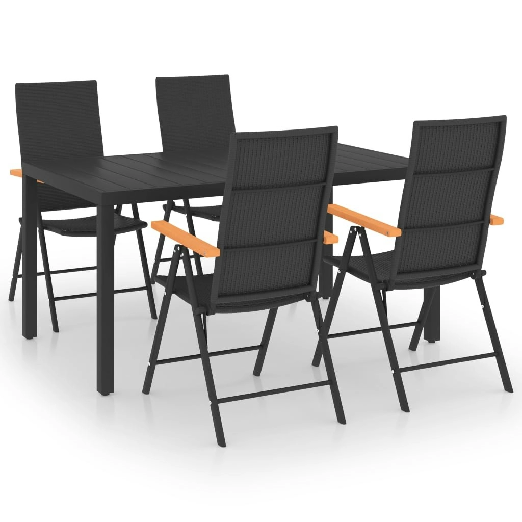 5 Piece Garden Dining Set Black and Brown 3060084