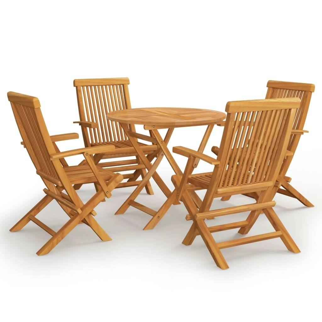 5 Piece Garden Dining Set Solid Teak Wood 3059580