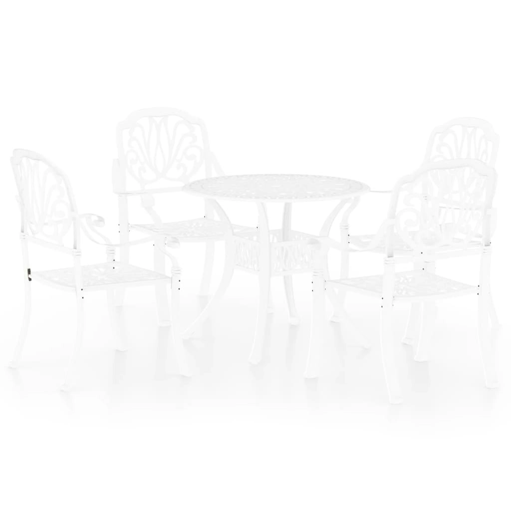 5 Piece Bistro Set Cast Aluminium White 3070603