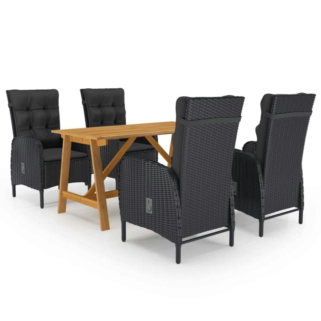 5 Piece Garden Dining Set Black 3068742