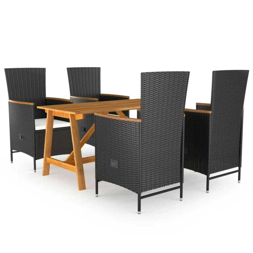 5 Piece Garden Dining Set Black 3068757