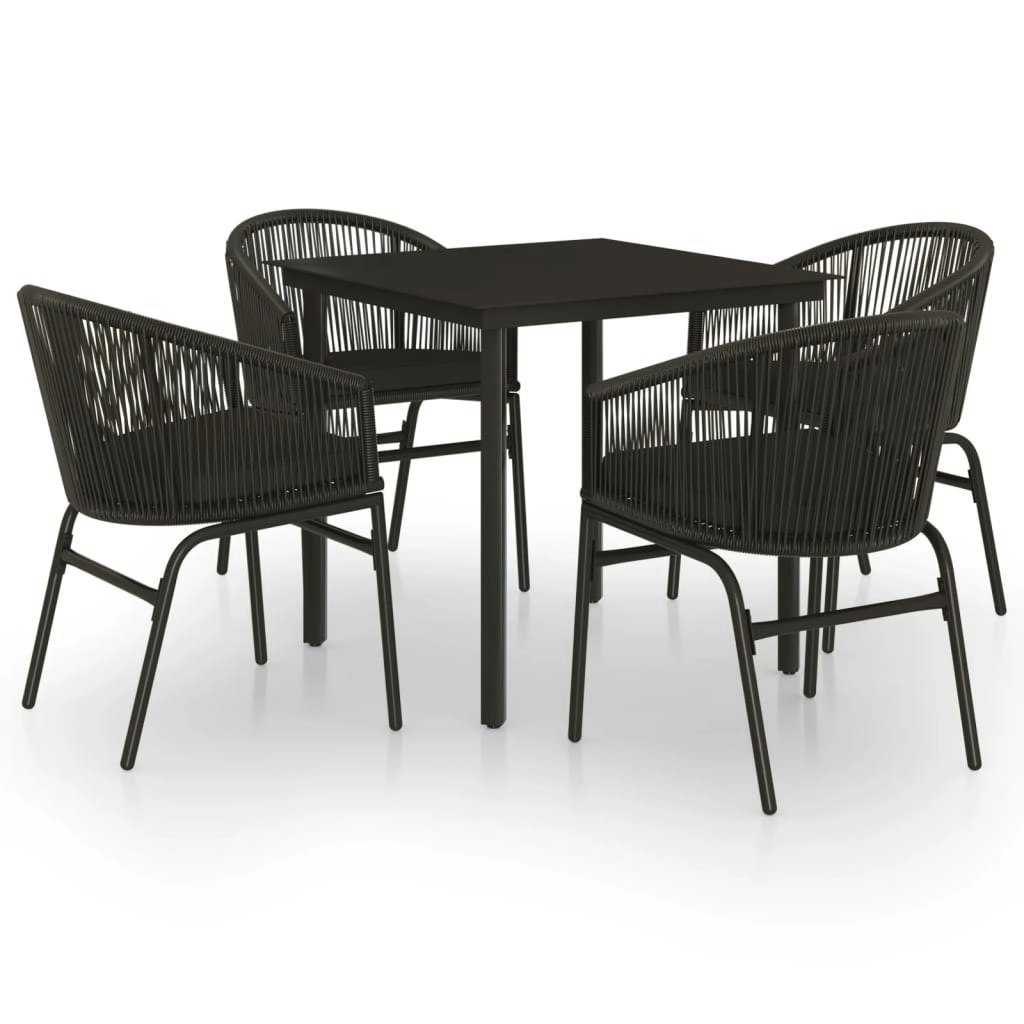 5 Piece Garden Dining Set Black 3099222