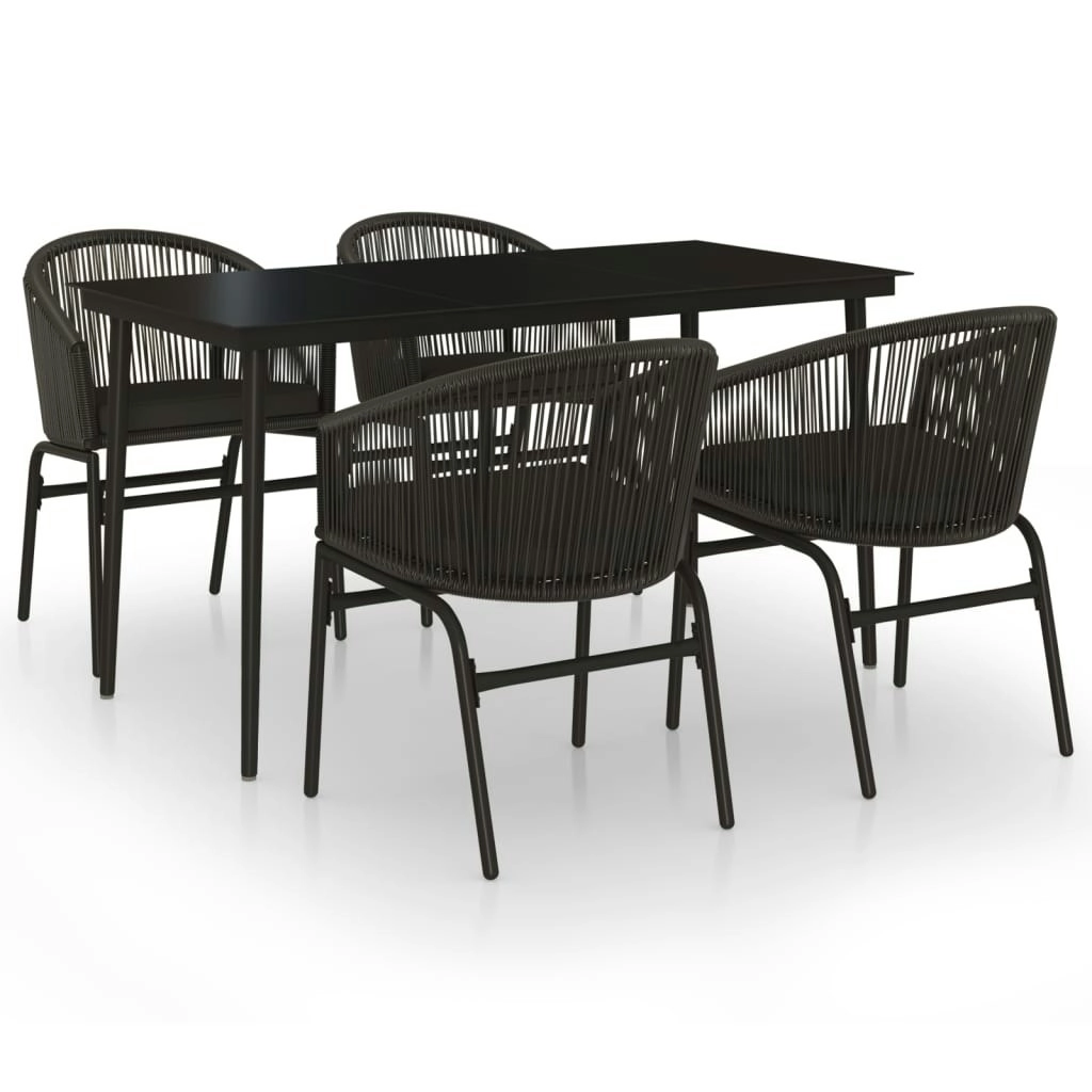 5 Piece Garden Dining Set Black 3099241