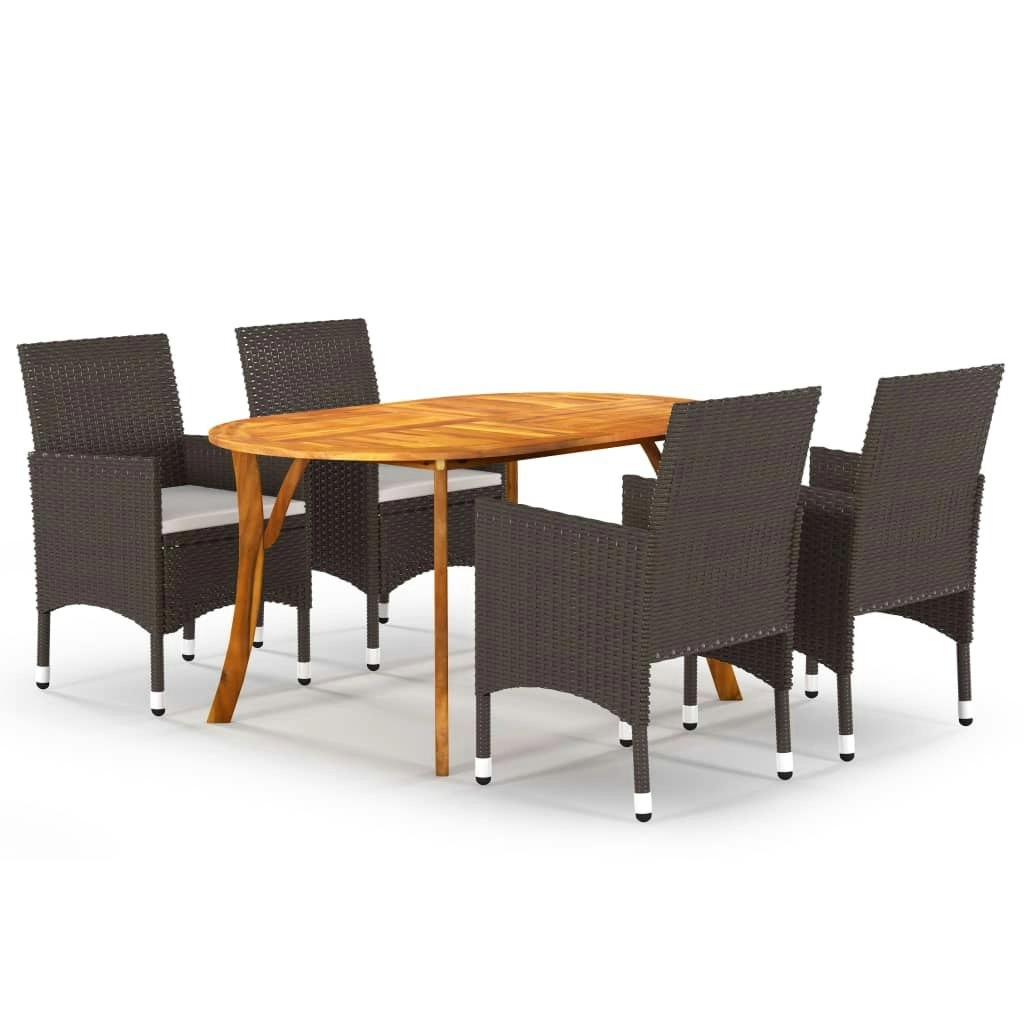 5 Piece Garden Dining Set Brown 3071986