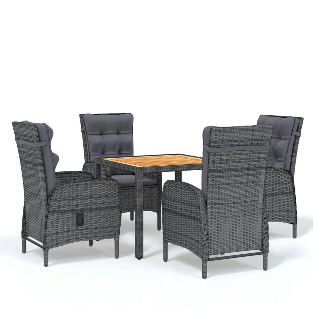 5 Piece Garden Dining Set Poly Rattan Grey 3058501