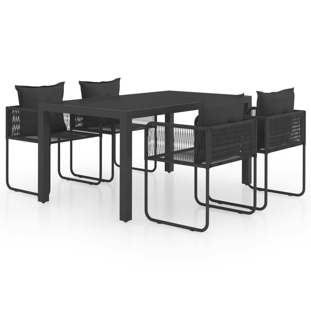 5 Piece Garden Dining Set PVC Rattan Black 3060102