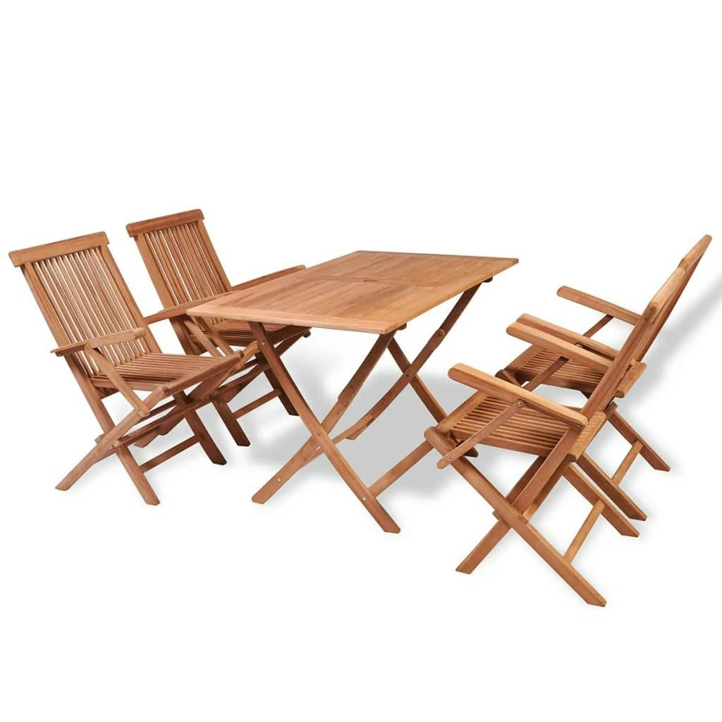 5 Piece Garden Dining Set Solid Teak Wood 44683