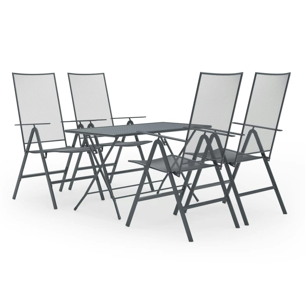 5 Piece Garden Dining Set Steel Anthracite 3074493