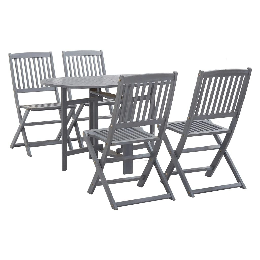 5 Piece Garden Dining Set Solid Wood Acacia Grey 278926