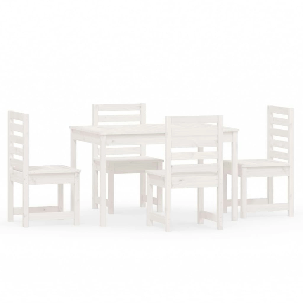 5 Piece Garden Dining Set White Solid Wood Pine 3154684