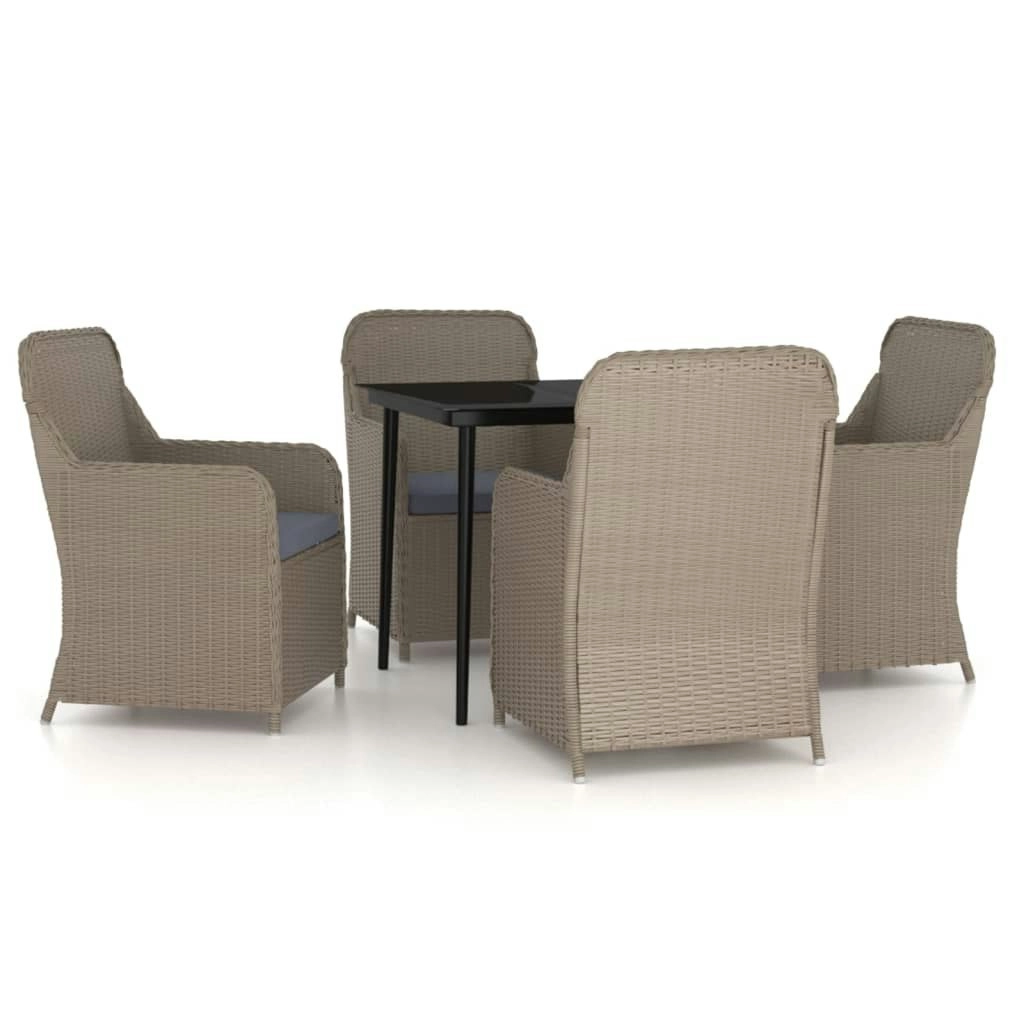 5 Piece Garden Dining Set with Cushions Brown 3099548