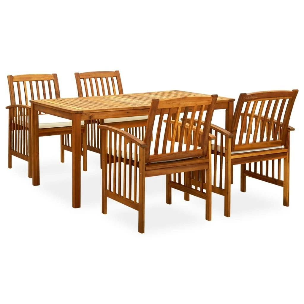 5 Piece Garden Dining Set with Cushions Solid Acacia Wood 3058086