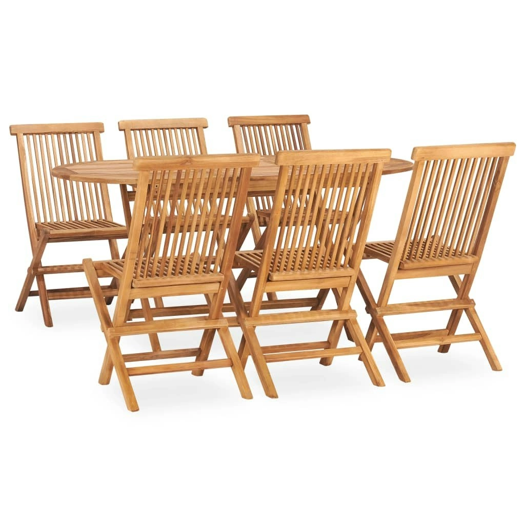 7 Piece Folding Outdoor Dining Set Solid Wood Teak 3059968