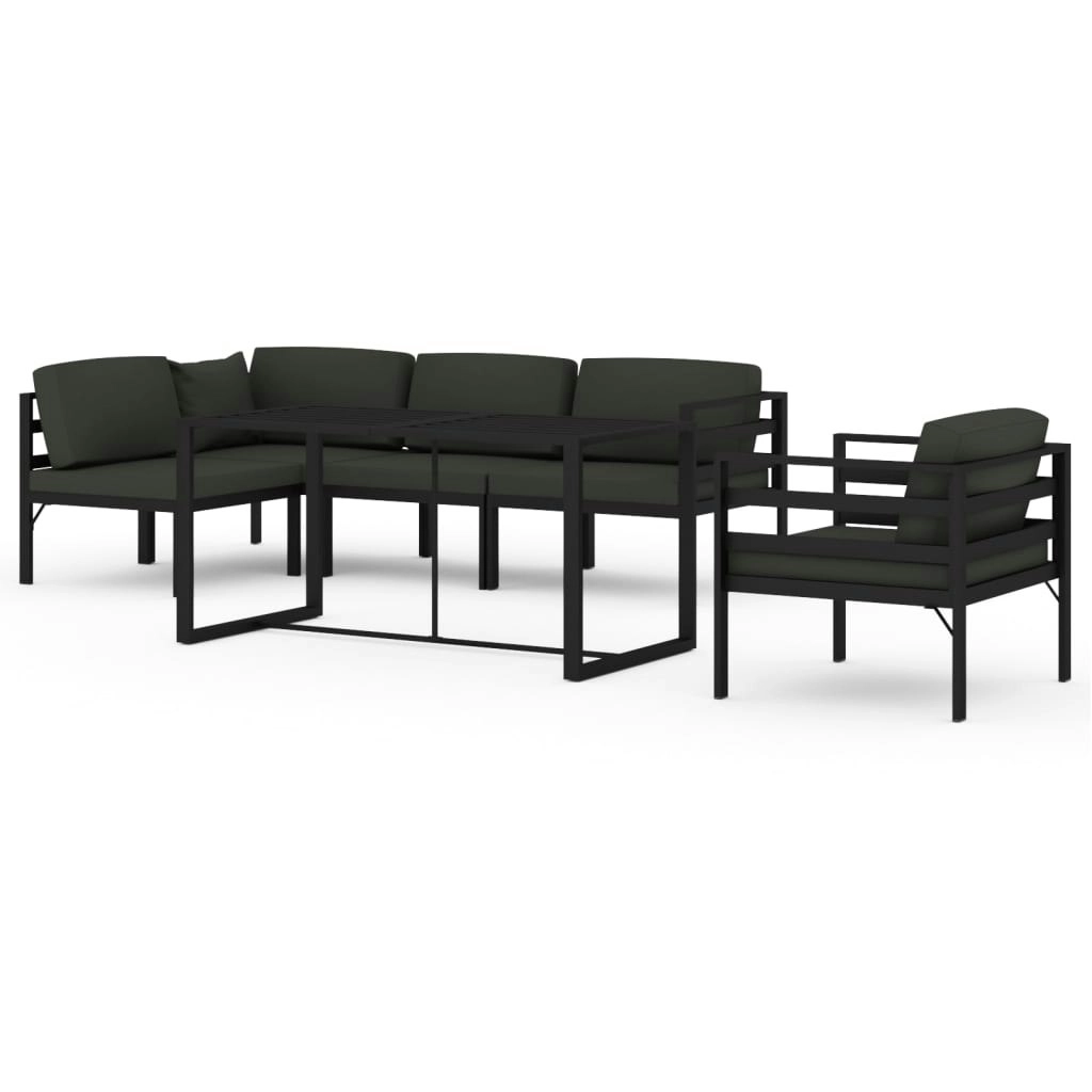 6 Piece Garden Lounge Set with Cushions Aluminium Anthracite 3115925