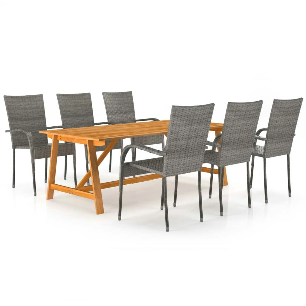 7 Piece Garden Dining Set Grey 3068808