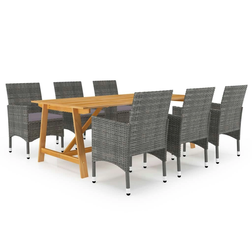 7 Piece Garden Dining Set Grey 3068793