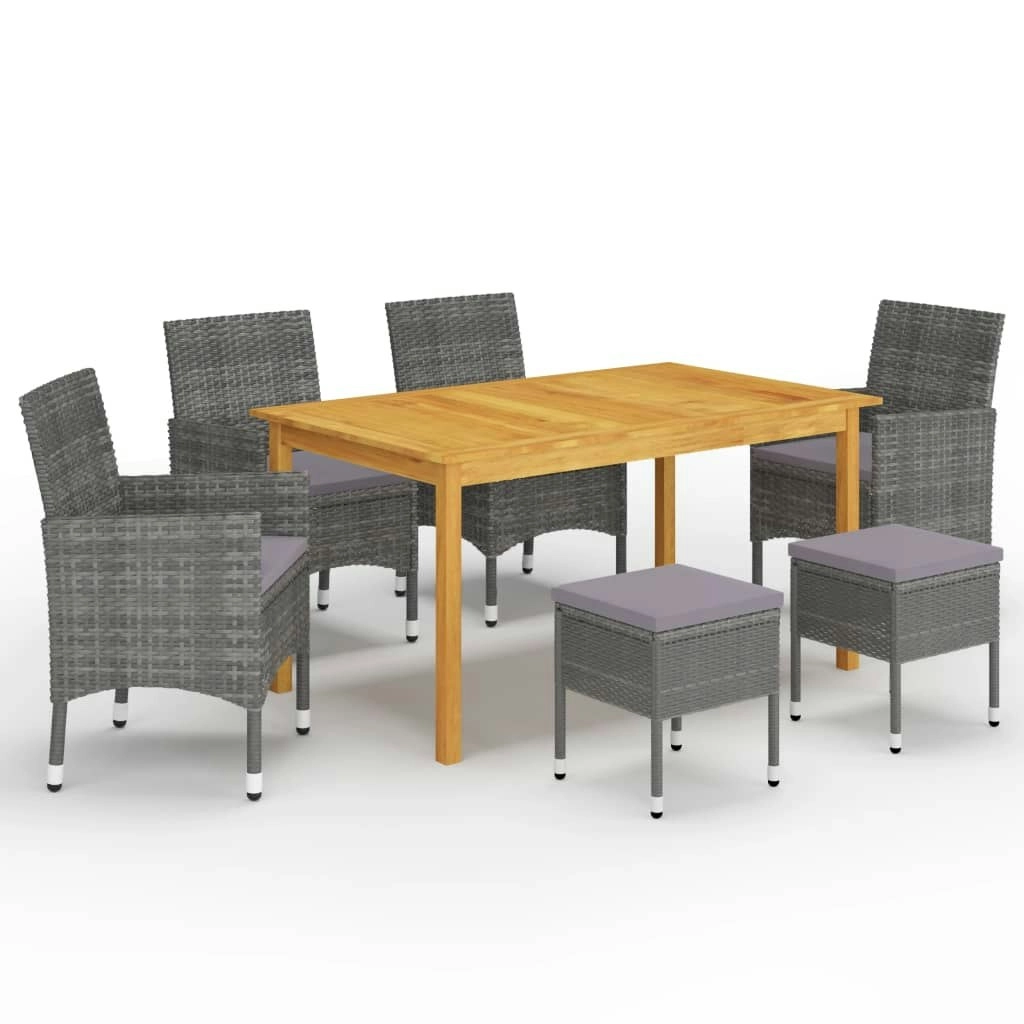 7 Piece Garden Dining Set Grey 3067778