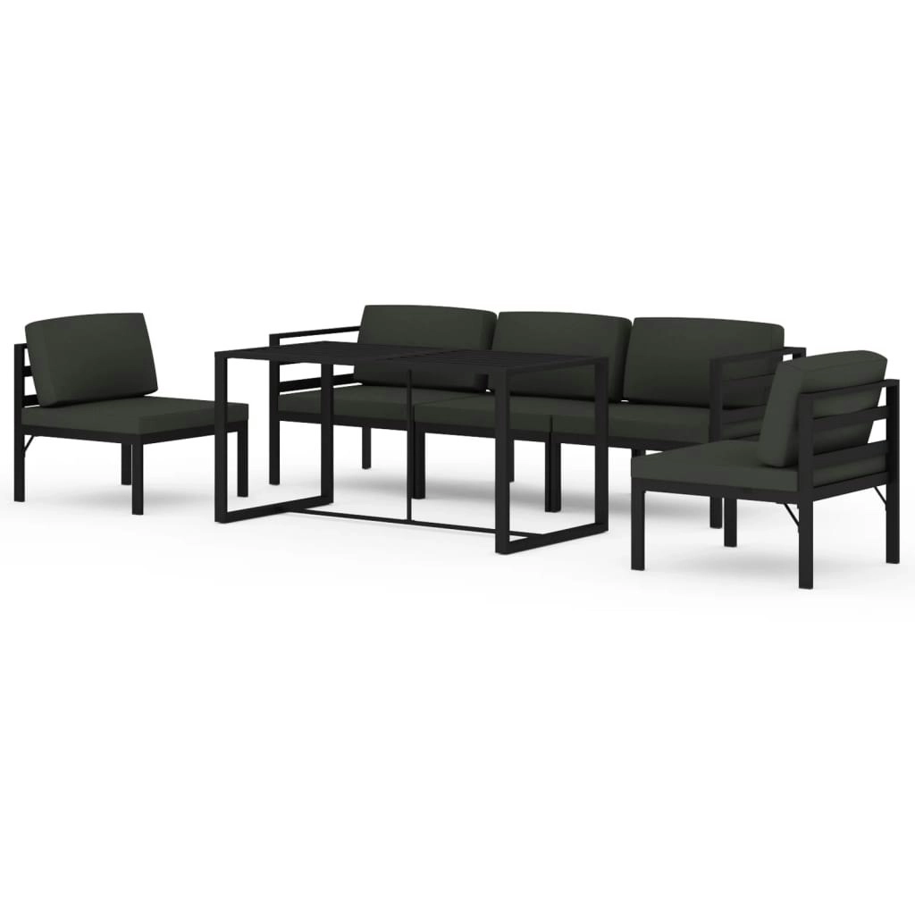 6 Piece Garden Lounge Set with Cushions Aluminium Anthracite 3115919