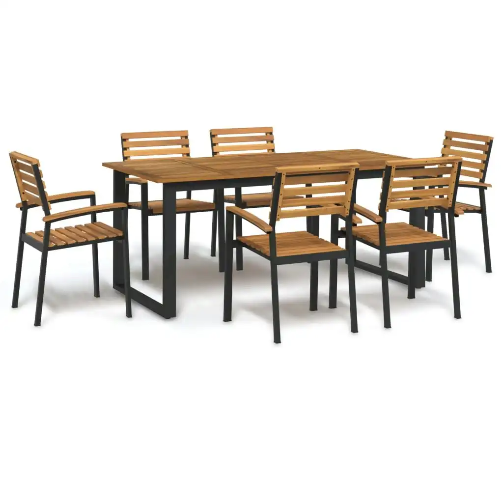 7 Piece Garden Dining Set Solid Wood Acacia and Metal 3155403