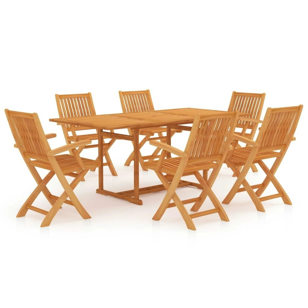 7 Piece Garden Dining Set Solid Teak Wood 3059575