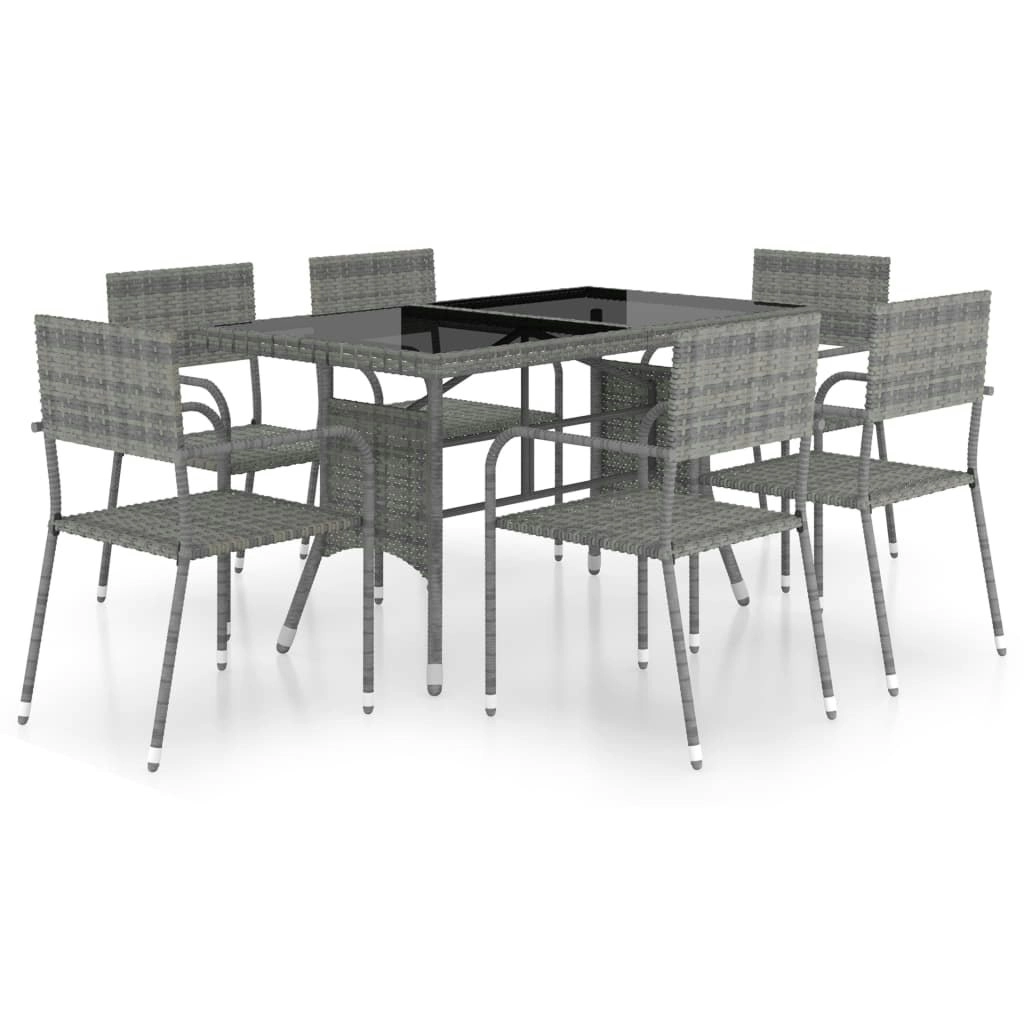 7 Piece Garden Dining Set Poly Rattan Anthracite & Grey 3059447