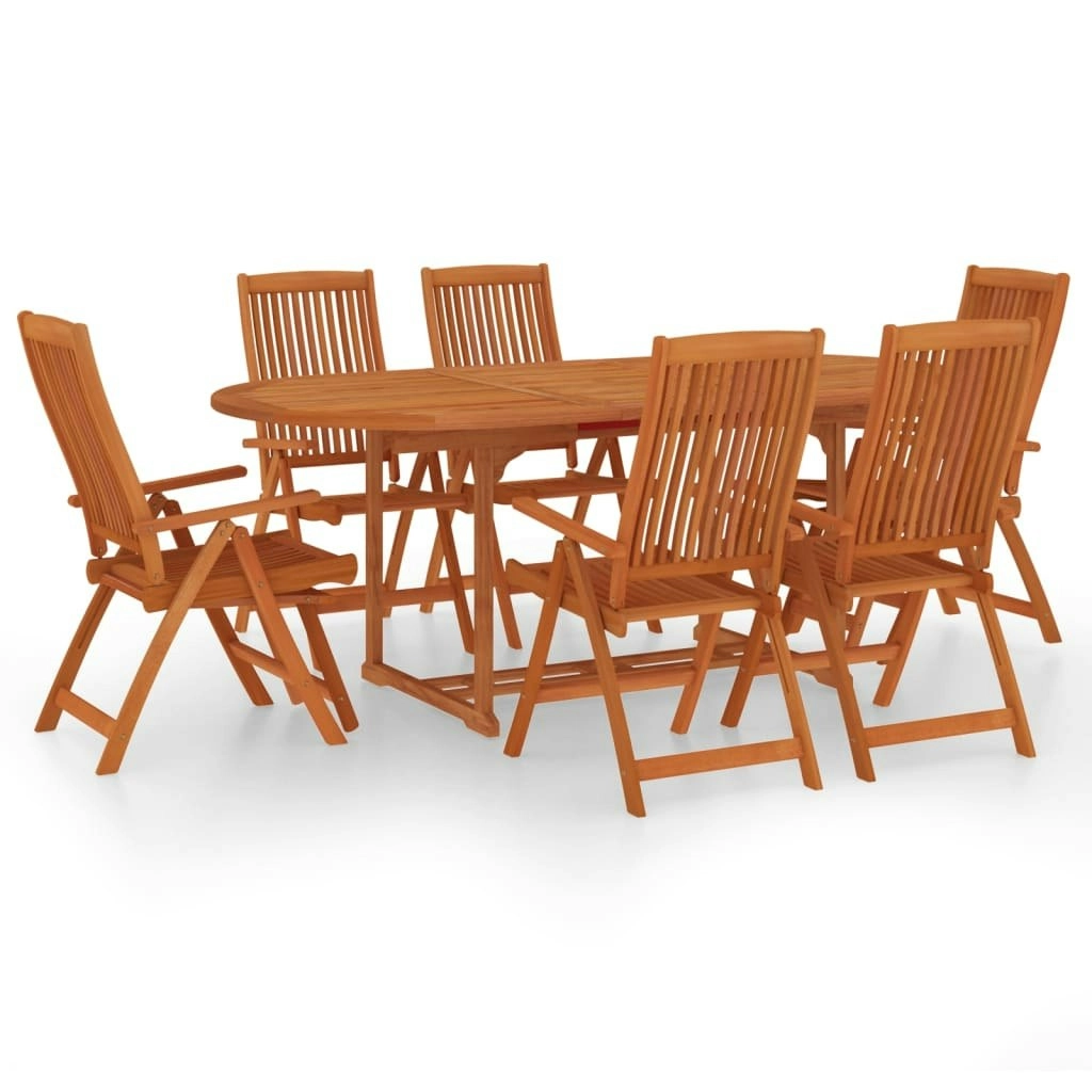 7 Piece Garden Dining Set Solid Wood Eucalyptus 3087337