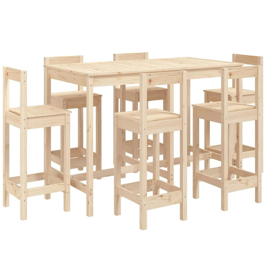 7 Piece Garden Bar Set Solid Wood Pine 3154760