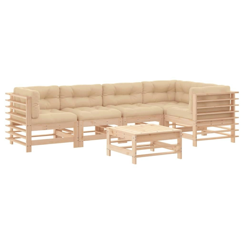 6 Piece Garden Lounge Set with Cushions Solid Wood 3186004