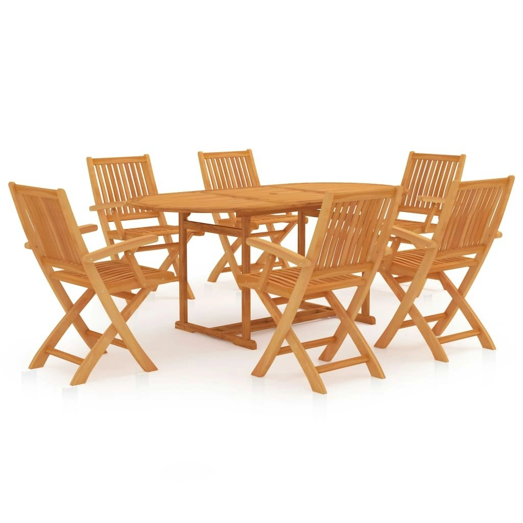 7 Piece Garden Dining Set Solid Teak Wood 3059561