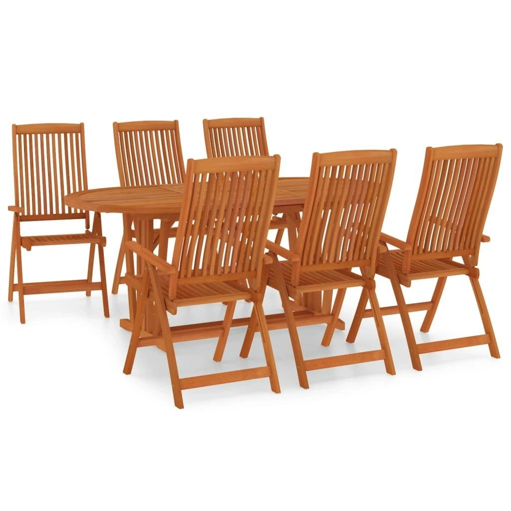 7 Piece Garden Dining Set Solid Wood Eucalyptus 3087342