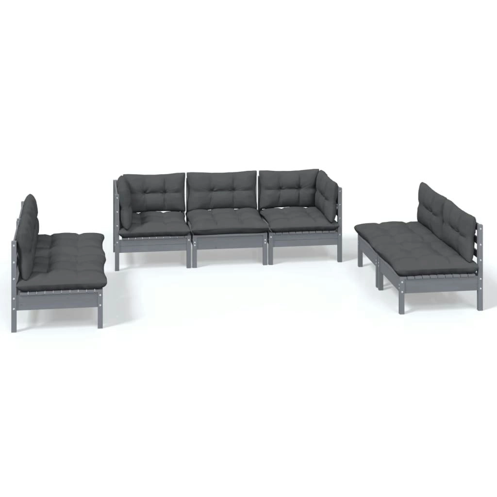 7 Piece Garden Lounge Set with Cushions Solid Pinewood 3096222