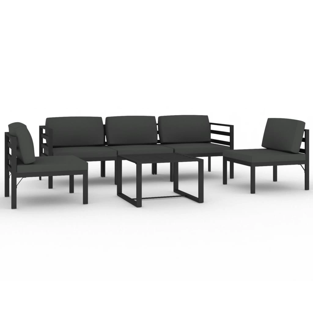 6 Piece Garden Lounge Set with Cushions Aluminium Anthracite 3107791