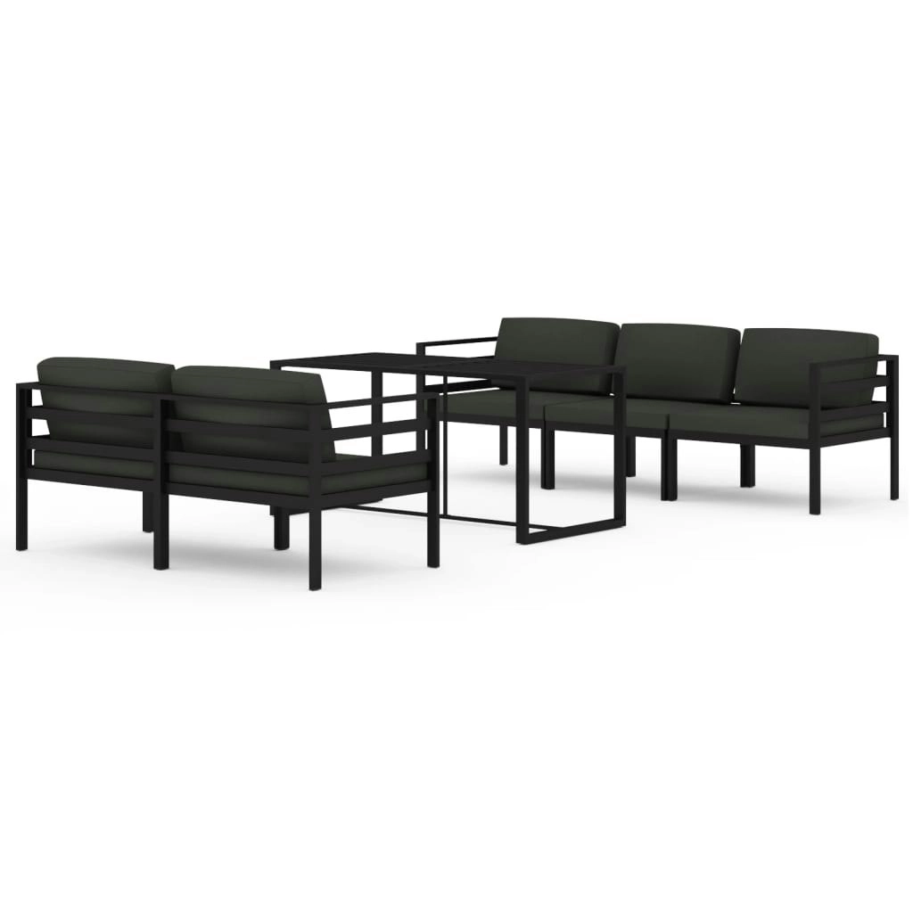 6 Piece Garden Lounge Set with Cushions Aluminium Anthracite 3115922