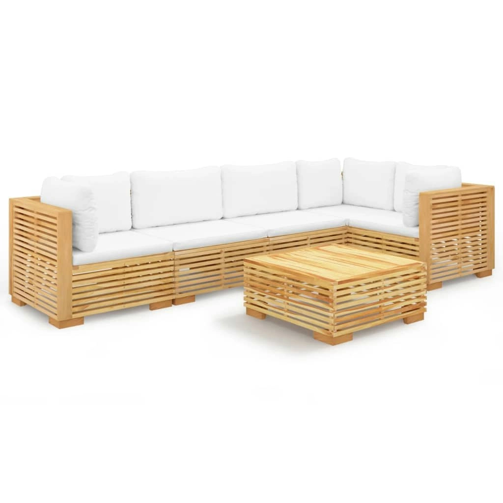 6 Piece Garden Lounge Set with Cushions Solid Teak Wood 3100899