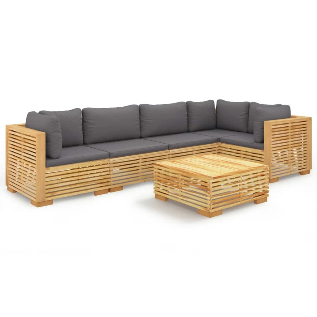 6 Piece Garden Lounge Set with Cushions Solid Teak Wood 3100900