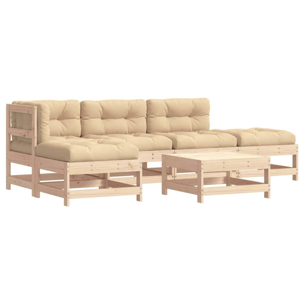 6 Piece Garden Lounge Set with Cushions Solid Wood 3185899