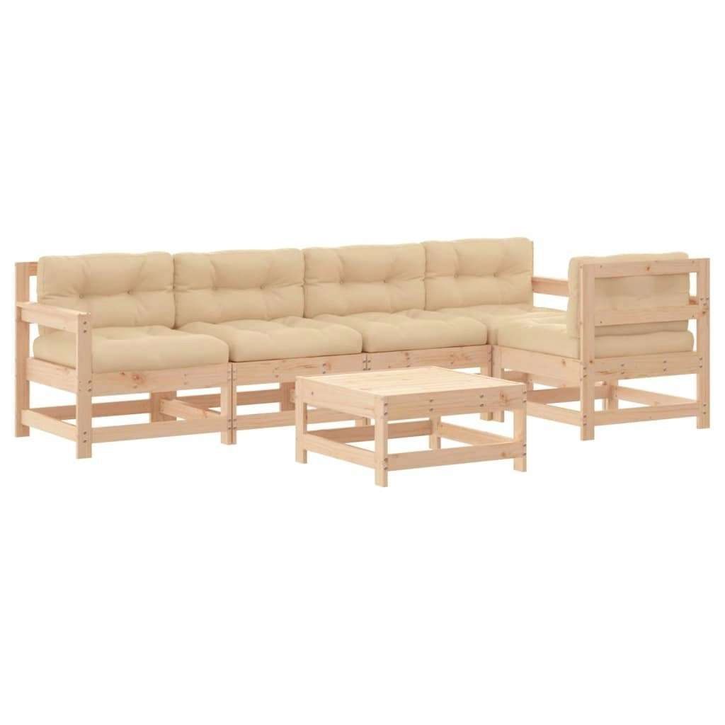 6 Piece Garden Lounge Set with Cushions Solid Wood 3185990