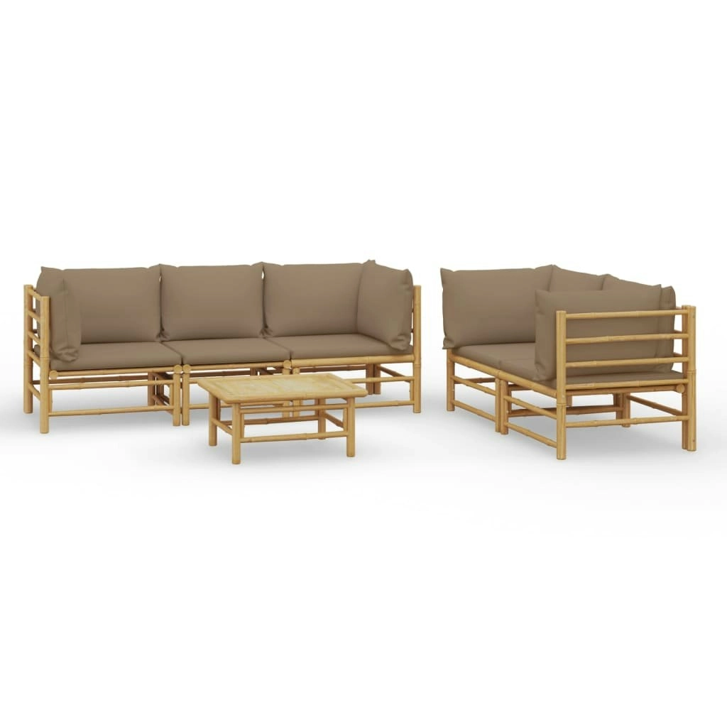 6 Piece Garden Lounge Set with Taupe Cushions  Bamboo 3155122