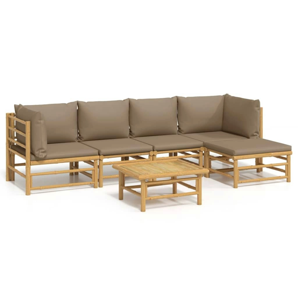 6 Piece Garden Lounge Set with Taupe Cushions  Bamboo 3155136