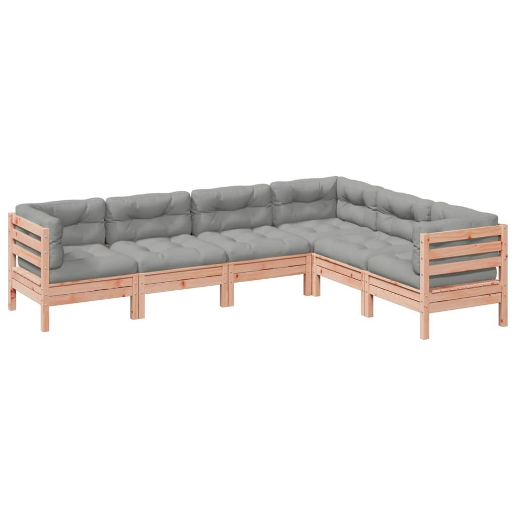 6 Piece Garden Sofa Set with Cushions Solid Wood Douglas Fir 3299461